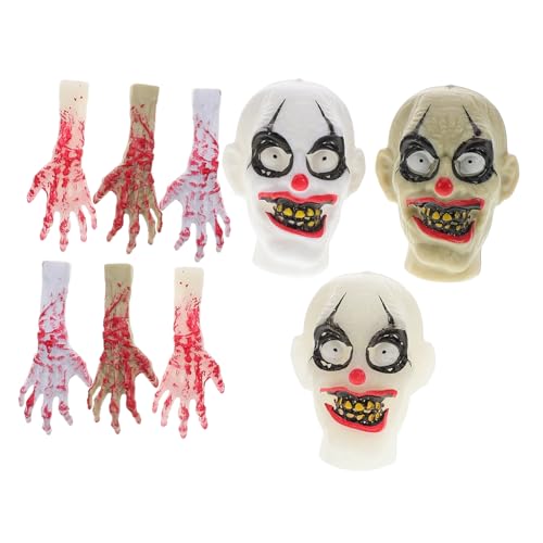 SOLUSTRE 1 Satz Geisterhand- Und Geisterkopf Realistisch Gruselig Abgetrennte Blutige Hände Dekoration Halloween Schrei Führen Drinnen Beängstigend Party Innere Horrormaske Plastik von SOLUSTRE