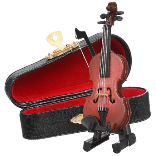 SOLUSTRE 1 Satz Holz Miniatur Violine mit Ständer und Bogen Realistisches Musikinstrument Modell für Fotografie und Dekoration mit Box für Puppenhaus und Schreibtischgestaltung SOLUSTRE 1 Satz Holz Miniatur Violine mit Ständer und Bogen Realistisches Musikinstrument Modell für Fotografie und Dekoration mit Box für Puppenhaus und Schreibtischgestaltung von SOLUSTRE