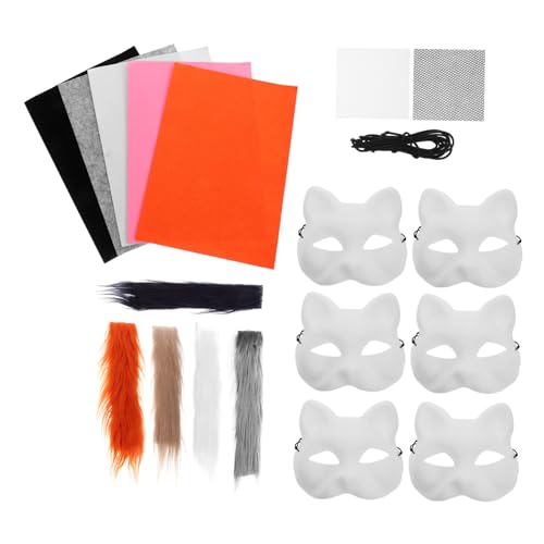 SOLUSTRE 1 Satz Katzenanzug Maske Leere Tiermaske Tiermasken Katzenmaske Zum Basteln Maskerade Maske Maskenbau-kit Dekorative Masken Katzenmaske Halbes Gesicht Halloween-maske Pvc von SOLUSTRE