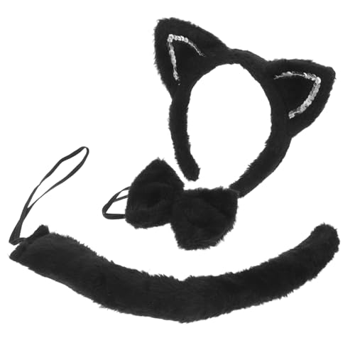 SOLUSTRE 1 Satz Katzenkostüm Set mit Katzenohren und Fliege für Halloween und Cosplay Bequem Stylisch für Mottopartys und Rollenspiele von SOLUSTRE