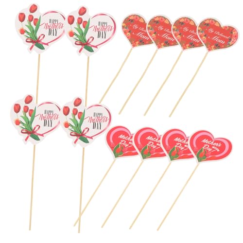 SOLUSTRE 1 Satz Tortendekorationseinsatz „Congrats Women Heart Mom“ Tortenaufsatz Zum Muttertag Party Picks Tagesaufsätze Themen Gold Braut Graf Tortendekor Aufsätze 48 Stück von SOLUSTRE