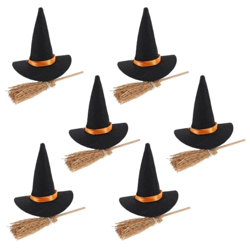 SOLUSTRE 1 Set Kleiner Hexenhut: Halloween-Set mit Mini-Hexenbesen und -Hut für Partygeschenke, Bastelzubehör für Zauberer und kleine Raumdekorationen SOLUSTRE 1 Set Kleiner Hexenhut: Halloween-Set mit Mini-Hexenbesen und -Hut für Partygeschenke, Bastelzubehör für Zauberer und kleine Raumdekorationen von SOLUSTRE