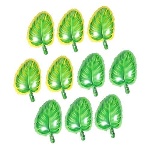 SOLUSTRE 10 Stück Teiliges Folienballon Hawaii Baumblattform Cartoon Ballons Langlebig Luftdicht Tropische Partydeko für Sommer Outdoor Feier Gelb Grün Mix von SOLUSTRE