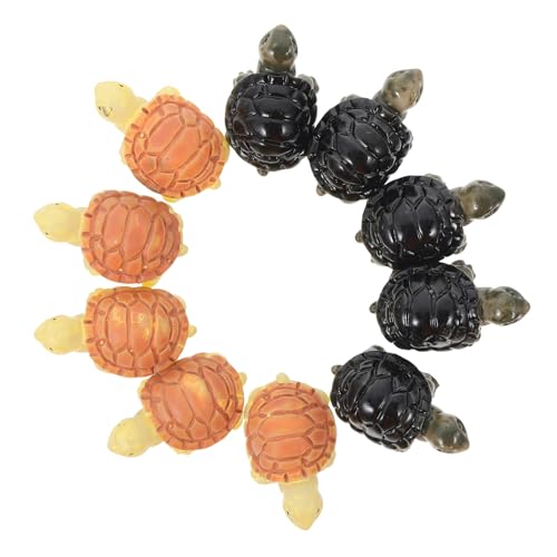 SOLUSTRE 10 Stück Teiliges Kleine Schildkröten Deko aus Robustem Harz Lebensechte Miniatur Figuren für Micro Landschaft Aquarium und Heimdekoration Schwarz Gelb Detailreiche Tiere von SOLUSTRE