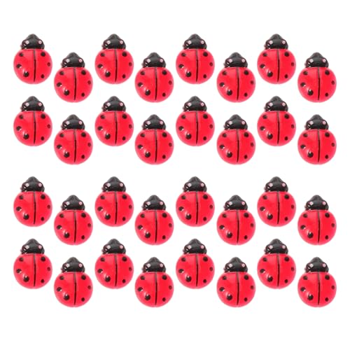 SOLUSTRE 100 Stück Harzkäferzubehör Miniaturharztiere Mini-puppenhauszubehör Marienkäfer-Charme Leuchtender Marienkäfer-Harz-cabochon Tierglaszubehör Kleine Figuren Rot von SOLUSTRE