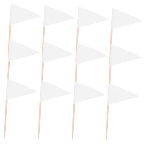 SOLUSTRE 100 Stück Kleine Weiße Zahnstocherflaggen Dreieckige Mini Food Flags Sichere Platzierung Vielseitig für Partys Buffet Hochzeit Lebensmittelsicher Dekoration von SOLUSTRE