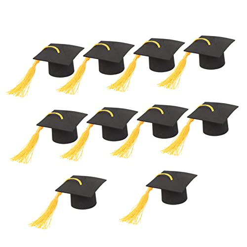 SOLUSTRE 10Stücke Doktorhüte Für Graduation Party Personalisierte Abschlussfeier Dekoration Mini Graduationshut Modelle Mit Gelben Quasten Cake Topper von SOLUSTRE