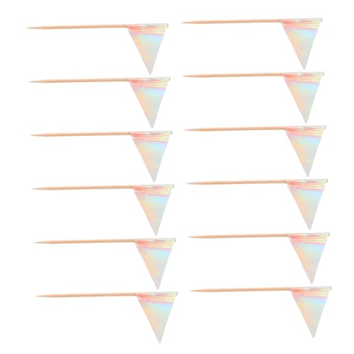 SOLUSTRE 12 Stück Bunte Dreieck Fahnen Cake Topper Flags Stäbchen Stabile Dekorative Zahnstocher Picks für Kuchen Obst Desserts Vielseitig für Geburtstag Hochzeit Party von SOLUSTRE