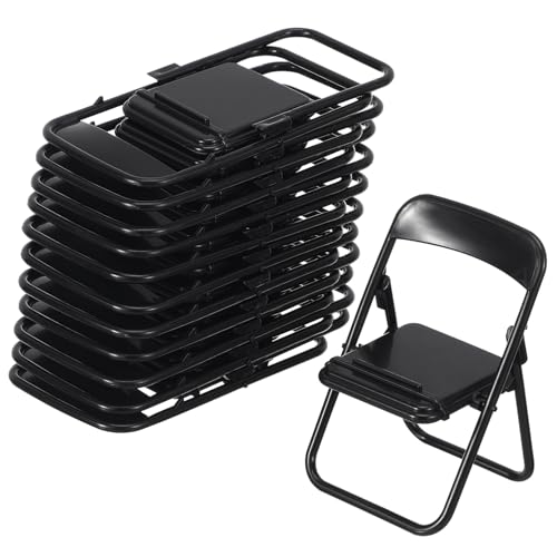 SOLUSTRE 12 Stück Teiliges Miniatur Klappstuhl aus Schwarzem Dekorative Miniaturmöbel für Faltbare Mini Stühle für DIY und Miniatur Szenendekoration von SOLUSTRE