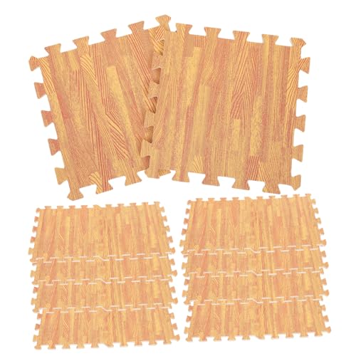 SOLUSTRE 12 Stück Teiliges Schaumstoff Puzzlematten mit Holzmaserung Interlocking Bodenmatten für Kinderzimmer Krabbelgeeignete Waschbare und Schadstofffreie Spielmatte für Junge Mädchen von SOLUSTRE