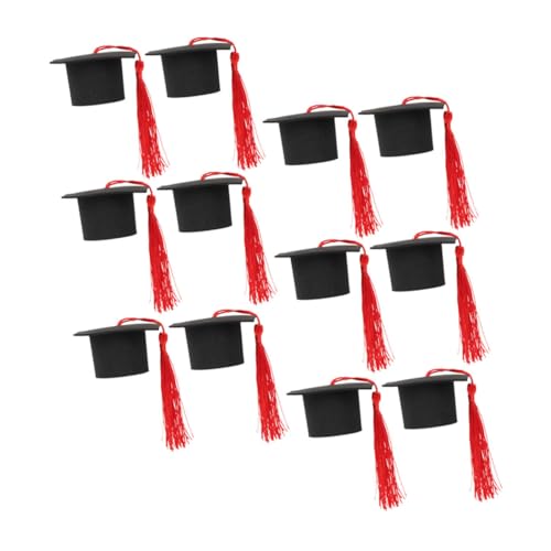 SOLUSTRE 12 Stück grad kuchen Grad-Mütze-Kuchen-Ornament Dekoration winziger Abschlusshut Kuchen -Topper Abschlusstorte Ornament grad cap kuchendeckel Polyester rot von SOLUSTRE