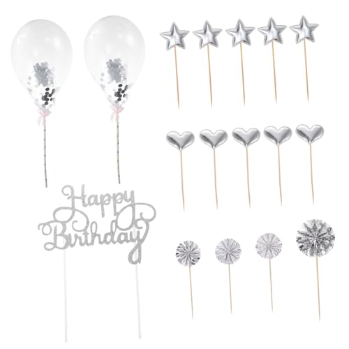 SOLUSTRE 17 Stück Teiliges Cake Decoration Silberner Happy Birthday Topper Dekorative Tortendeko für Geburtstagskuchen Stilvolle Cupcake Topper Party Kuchen Picks für Freunde und Familie SOLUSTRE 17 Stück Teiliges Cake Decoration Silberner Happy Birthday Topper Dekorative Tortendeko für Geburtstagskuchen Stilvolle Cupcake Topper Party Kuchen Picks für Freunde und Familie von SOLUSTRE