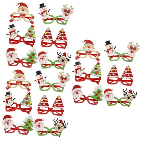 SOLUSTRE 18 Stück Teiliges Weihnachtskostüm Brillenset Komfortablem Vliesmaterial Kreative Foto Requisiten für Party Bar und Festliche Weihnachtsdeko Vielseitig Einsetzbar und zu von SOLUSTRE
