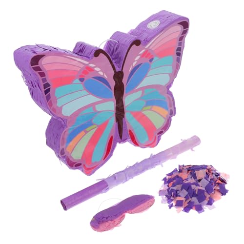 SOLUSTRE 1Satz Schmetterlings Piñata Stock und Augenmaske Sicheres Partyzubehör für Kindergeburtstag Vielseitig Einsetzbar für Feiern und Themenveranstaltungen von SOLUSTRE