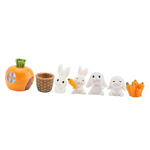 SOLUSTRE 1satz Bunny Figurinen Aus Teilen Niedliche Miniatur Kaninchen Dekoration Für Garten Märchenwelt Bastelprojekte Und Puppenhäuser Handbemalt Aus Wetterfest Und Langlebig von SOLUSTRE
