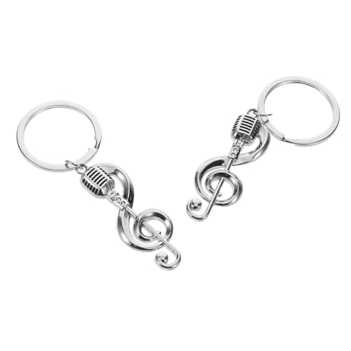 SOLUSTRE 2 Pcs Metall Musiksymbol Key Kreativer Musik Note Mikrofonschlüsselanhänger Anhänger Für Frauen Schülern Lehrerbeuteldekoration Silber von SOLUSTRE