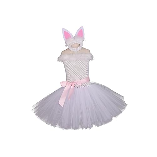 SOLUSTRE 2 STÜCK Teiliges Mädchen Osterkostüm Set Weiß Süßes Kaninchen Outfit mit Luftiger Stoffqualität Bequemes Partyverkleidung für Familienfeiern und Bühnenauftritte von SOLUSTRE