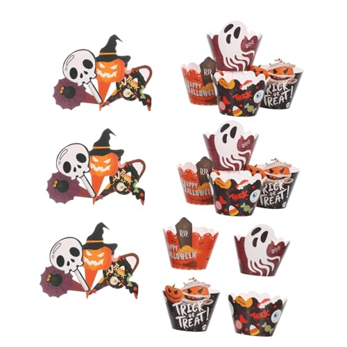 SOLUSTRE 2sätze Halloween-cupcake-topper Aus Papier Kürbis Und Spinnen-dekorationen Muffinförmchen Für Partyzubehör Backformen Mit Totenkopf Für Kuchendekoration SOLUSTRE 2sätze Halloween-cupcake-topper Aus Papier Kürbis Und Spinnen-dekorationen Muffinförmchen Für Partyzubehör Backformen Mit Totenkopf Für Kuchendekoration von SOLUSTRE