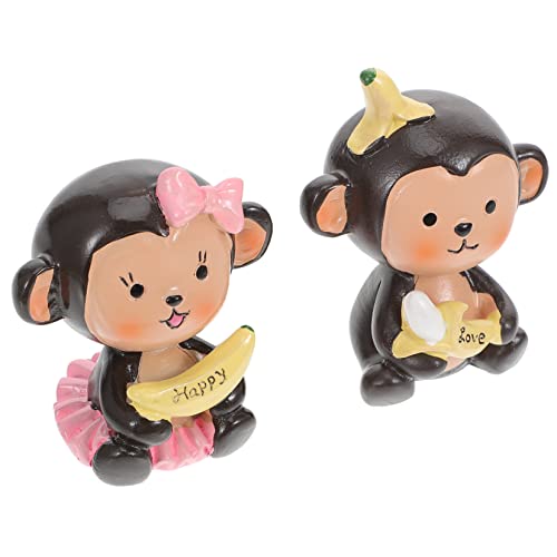 SOLUSTRE 2 Stück Dekorative Ornamente Kuchen Topper Valentinstag Kuchendekoration Hochzeit Dekorationen Mittelstücke Cartoon-kuchen-topper Bindestrich Affenverzierung Kunstharz Coffee von SOLUSTRE