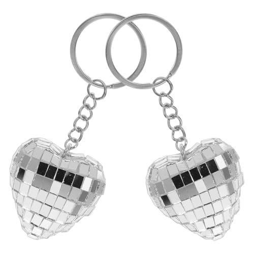 SOLUSTRE 2 Stück Herz Schlüsselanhänger Disco-Kugel-Kuchendekorationen kleine Discokugeln Dekoration Süßes Discokugel-Anhänger-Zubehör Disco-Cowgirl-Partygeschenke Mini-Disco Schaum Silber SOLUSTRE 2 Stück Herz Schlüsselanhänger Disco-Kugel-Kuchendekorationen kleine Discokugeln Dekoration Süßes Discokugel-Anhänger-Zubehör Disco-Cowgirl-Partygeschenke Mini-Disco Schaum Silber von SOLUSTRE