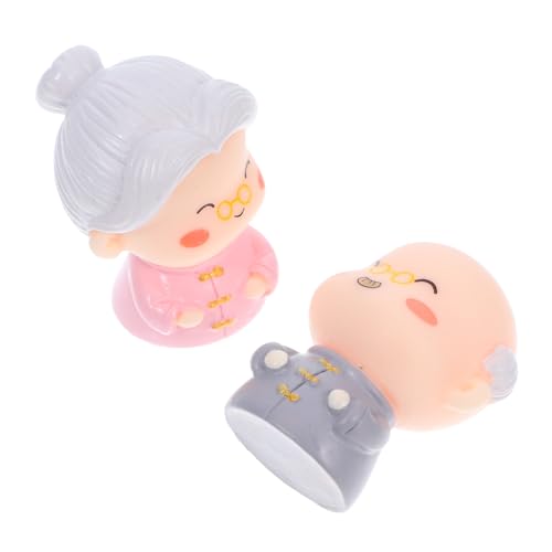 SOLUSTRE 2 Stück Kuchendekoration Opa -figuren Ältere Paarfiguren Paare Figuren Großeltern Figuren Paarstatue Paar Figur Alte Paarfiguren Statuendekoration Für Älteres Paar Rosa Harz von SOLUSTRE