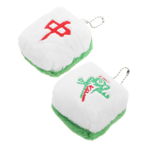 SOLUSTRE 2 Stück Mahjong Anhänger Plüsch Schlüsselanhänger Mini Schlüsselring Plüschpuppe Schlüsselanhänger Mini Mahjong Schlüsselanhänger Stofftier Schlüsselanhänger Cartoon von SOLUSTRE