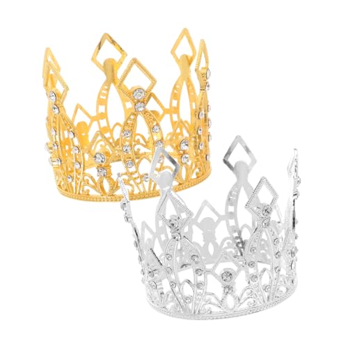 SOLUSTRE 2 Stück Mini Tortendeko aus Legierung mit Strass Prinzessin Cake Decorations für Hochzeit Geburtstag Shower Vintage Kuchenaufsatz Gold und Silber von SOLUSTRE