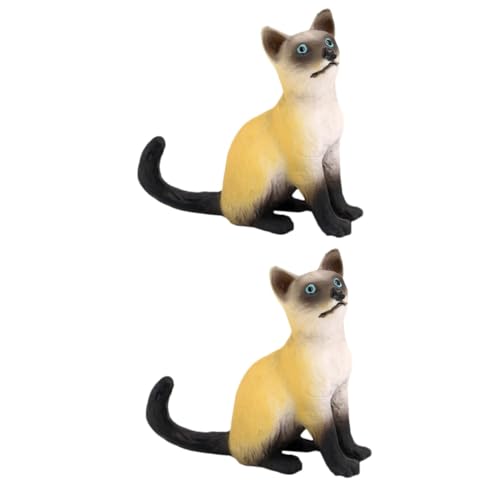 SOLUSTRE 2 Stück Siamese -Katzenspielzeug siamesische katzenverzierung Katzenmodell für die frühe Erziehung Katzenspielzeug aus Kunststoff simuliertes Katzenmodell Plastik von SOLUSTRE