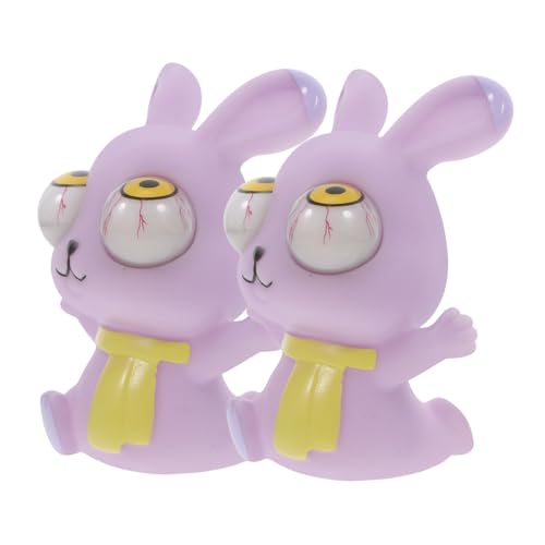 SOLUSTRE 2 Stück Starrendes Kaninchen Auffälliges Quetschspielzeug Spielzeugtiere Zusammendrücken Fidget Squeeze- Augapfel-Boom- Sensorisches Quetschspielzeug Pu Violet von SOLUSTRE
