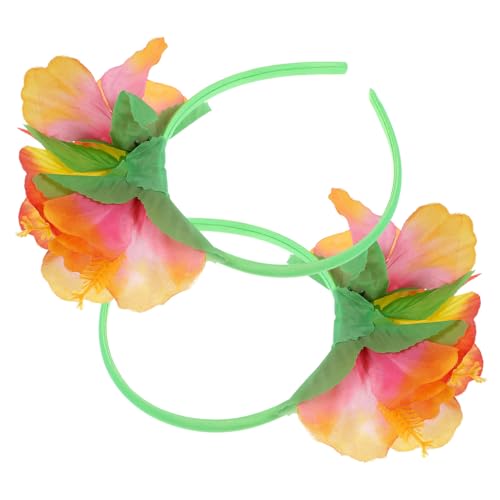 SOLUSTRE 2 Stück Teiliges Hawaii Blumenkopfschmuck Damen Leichte Langlebige Blumen Haarbänder aus Seidenstoff und Farbenfrohes Party Accessoire für Strandpartys Geburtstage Luau Mottopartys von SOLUSTRE