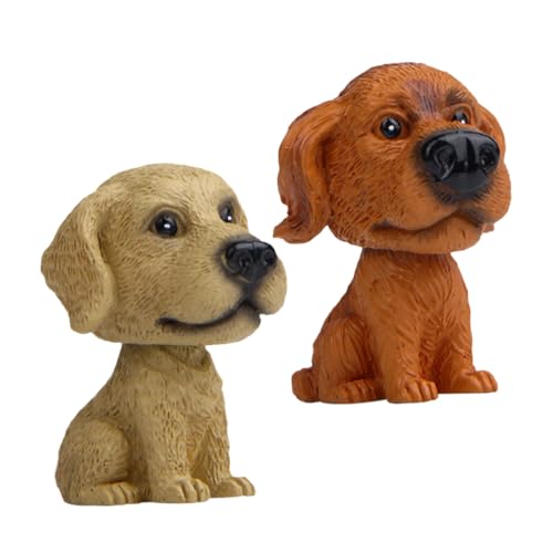 SOLUSTRE 2 Stück Wackelkopf Hund Auto Deko Niedliche Dashboard Accessoires Bobblehead Figuren Verspielte Innendekoration für Fahrzeug Armaturenbrett Wohnzimmer Tisch von SOLUSTRE