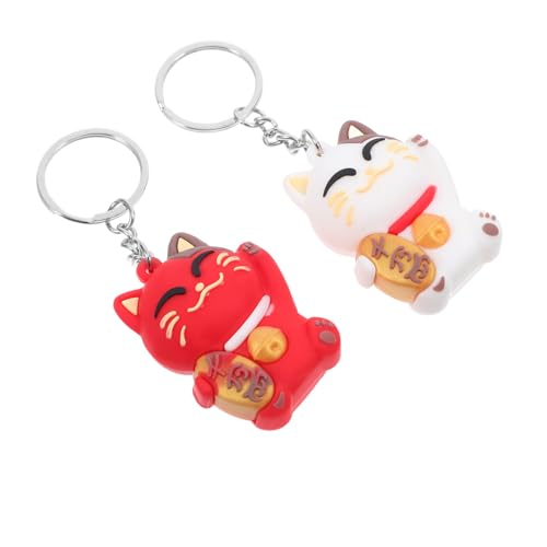 SOLUSTRE 2 Stück Weicher Lucky Cat Schlüsselanhänger Japanischer Stil Glückskatze Bag Keychain Anhänger Cartoon Taschen und Autoschmuck für Freunde und Familie von SOLUSTRE