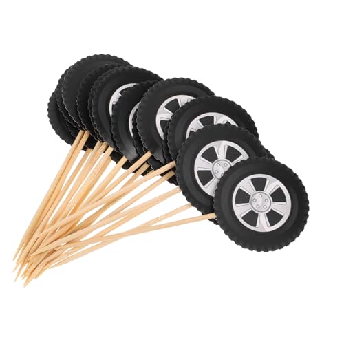 SOLUSTRE 20 Stück Kuchenstangen Einsätze Party Rad Auto Dekorationen Klein Einfügen Topper Rennwagen Nachtisch Black Bambus SOLUSTRE 20 Stück Kuchenstangen Einsätze Party Rad Auto Dekorationen Klein Einfügen Topper Rennwagen Nachtisch Black Bambus von SOLUSTRE