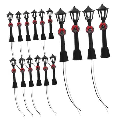 SOLUSTRE 20 Stück Miniatur Straßenlaternen mit LED Realistische Schwarze Modelllampen für Mikro Landschaften Puppenhäuser DIY Bastelzubehör Landschaftsbeleuchtung Detailgetreue Nachtszenen von SOLUSTRE
