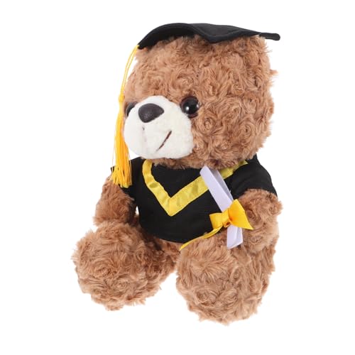 SOLUSTRE 2025 Abschlussbärenpuppe Party-andenken Ornament Ausgestopfter Abschlussbär Blume Abschlussspielzeug Sammlerstück Abschlussfeier-souvenir Abschluss-stofftier Charme Yellow Plüsch von SOLUSTRE
