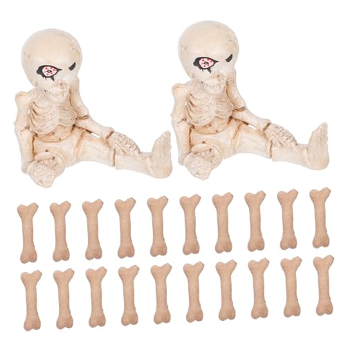 SOLUSTRE 22 Stück Teiliges Mini-Skelett Langlebigem Harz mit Realistischen Knochen Schädel-Details Kleine Halloween-dekofiguren für Puppenhaus Gruselige Party Spukhaus-Accessoires von SOLUSTRE