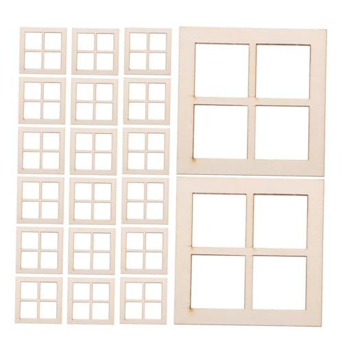 SOLUSTRE 24 Stück Teiliges Miniatur Holzfenster für Puppenhaus Naturbelassene Vierfachfenster Detailreiche DIY Bastelmaterialien für Miniaturmöbel und Kreative Wohnzimmereinrichtung von SOLUSTRE