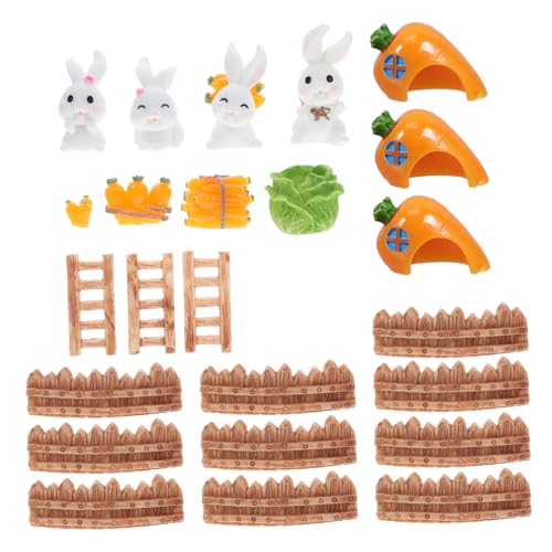 SOLUSTRE 26 Stück Mikro-landschaftsverzierung Mini-hasenfiguren Hasenfiguren Ornamente Ostergarten Kaninchen-miniaturfiguren Topfpflanzen Für Kaninchen Gartendekorationsfiguren Zweig von SOLUSTRE