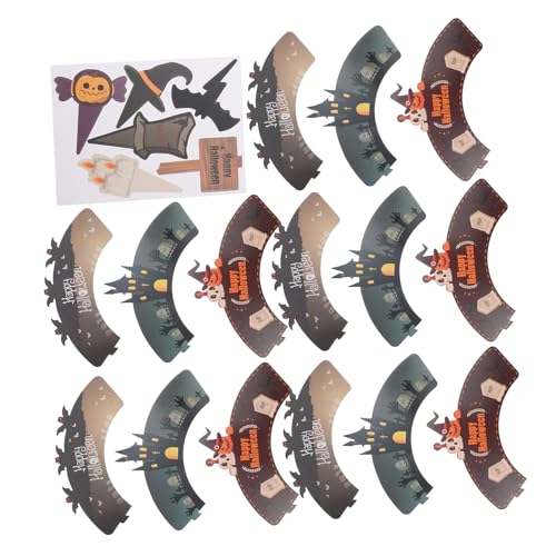 SOLUSTRE 2sätze Halloween Cupcake-topper Aus Papier Spinne Und Totenkopf-dekorationen Für Kuchen Und Party Schnell Anzuwendende Muffin-dekorationen Für Halloween-feiern von SOLUSTRE