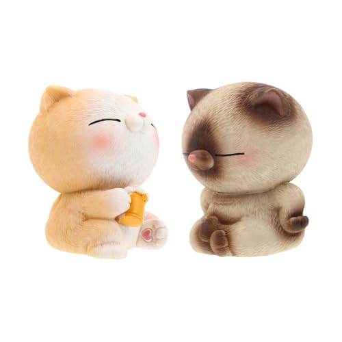 SOLUSTRE 2stücke Kunstharz Katzenfigur Auto Ornament Tisch Dekoration Katzenfiguren Für Zuhause Und Büro Standfuß Für Stabilen Stand SOLUSTRE 2stücke Kunstharz Katzenfigur Auto Ornament Tisch Dekoration Katzenfiguren Für Zuhause Und Büro Standfuß Für Stabilen Stand von SOLUSTRE
