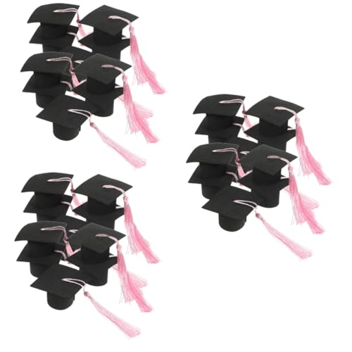 SOLUSTRE 3 Stück Abschlusskappe Kuchendekoration Grad Cap Cupcake Topper Mini-Abschlusskappen zum Basteln Cupcake-Topper für die Abschlussfeier Party Cake Picks Papier Black von SOLUSTRE