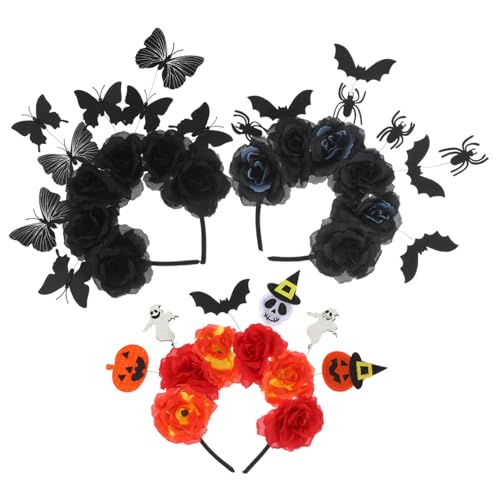 SOLUSTRE 3 Stück Teiliges Halloween Haaraccessoires mit Fledermaus Spinne und Gespenst Haarreifen Leicht Komfortabel und Vielseitig für Party Kostüm und Fotoshooting Stilvolle Gruselige von SOLUSTRE