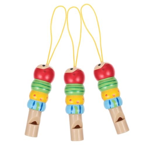 SOLUSTRE 3 Stück Teiliges Holzpfeifen Tragbares Buntes Musikspielzeug Sicherer Holzflötenpfeifer für Kleinkinder Pädagogisches Instrument für Party Schule und Reise von SOLUSTRE