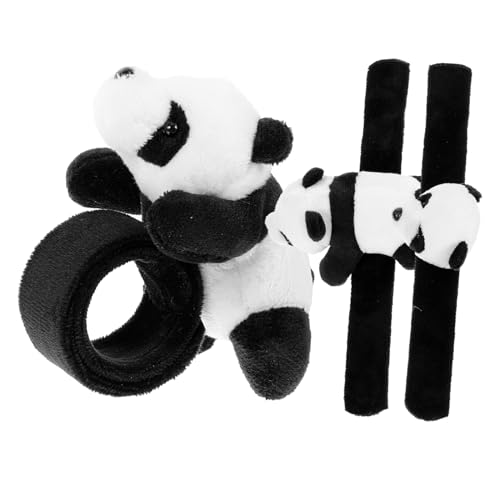 SOLUSTRE 3 Stück Teiliges Panda Schnapparmband mit Kuscheltier anhänger Weiches Plüschmaterial Sicher Vielseitig Tragbar als Armband oder Fahrzeugdeko von SOLUSTRE