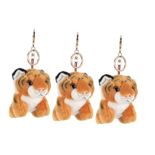 SOLUSTRE 3 Stück Teiliges Set Weiche Plüsch Tiger Schlüsselanhänger Niedliche Dschungel Tier Anhänger Vielseitig für Schlüssel Rucksack Tasche Shower Kuscheliges Accessoire von SOLUSTRE