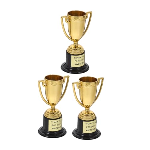SOLUSTRE 3 Stück kleine Trophäe partygeschenke Trophäen für Schmuckstücke Massenspielzeug Belohnung für Kindersportwettkämpfe winzige Trophäen Plastik Golden Wiederverwendbar von SOLUSTRE