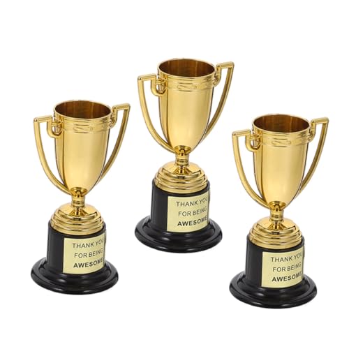 SOLUSTRE 3 Stück kleine Trophäe partygeschenke kleine Pokalübergabe Kuhglocken für Sportveranstaltungen Trophäenbecher für Kinderparty Zappelspielzeug Masse Plastik Golden Wiederverwendbar von SOLUSTRE
