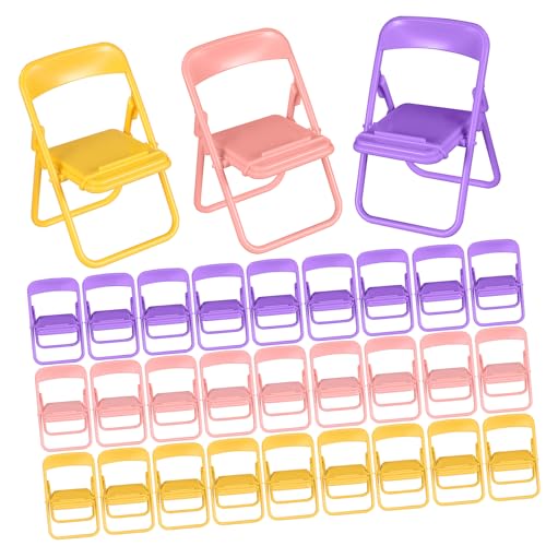 SOLUSTRE 30 STK. Teiliges Mini Klappstuhl Faltbare Handyhalter Tischständer Puppenhaus Dekoration Tragbar Platzsparend Bunte Farben Party Gastgeschenke von SOLUSTRE