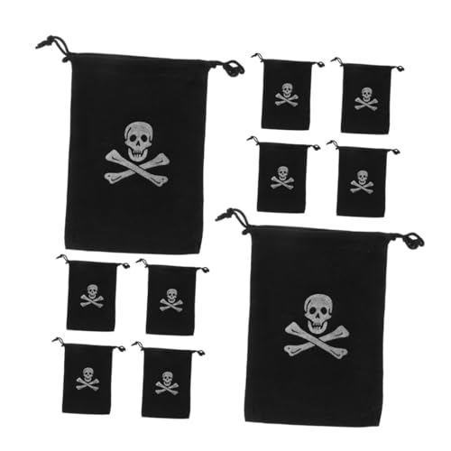 SOLUSTRE 30 Stück Halloween Piraten Kordelzugbeutel mit Schädeldesign für und Süßigkeiten Robuste Aufbewahrungstaschen für Kindergeburtstag und Piratenpartys von SOLUSTRE