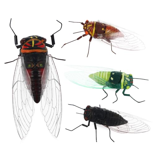 SOLUSTRE 4 Stk. Teiliges Realistische Zikaden Attrappen Draht mit Magnet Langlebige und Stabile Deko Kompakte Insektenfiguren für Schreibtisch und Kühlschrank Originelle Prank Toys von SOLUSTRE